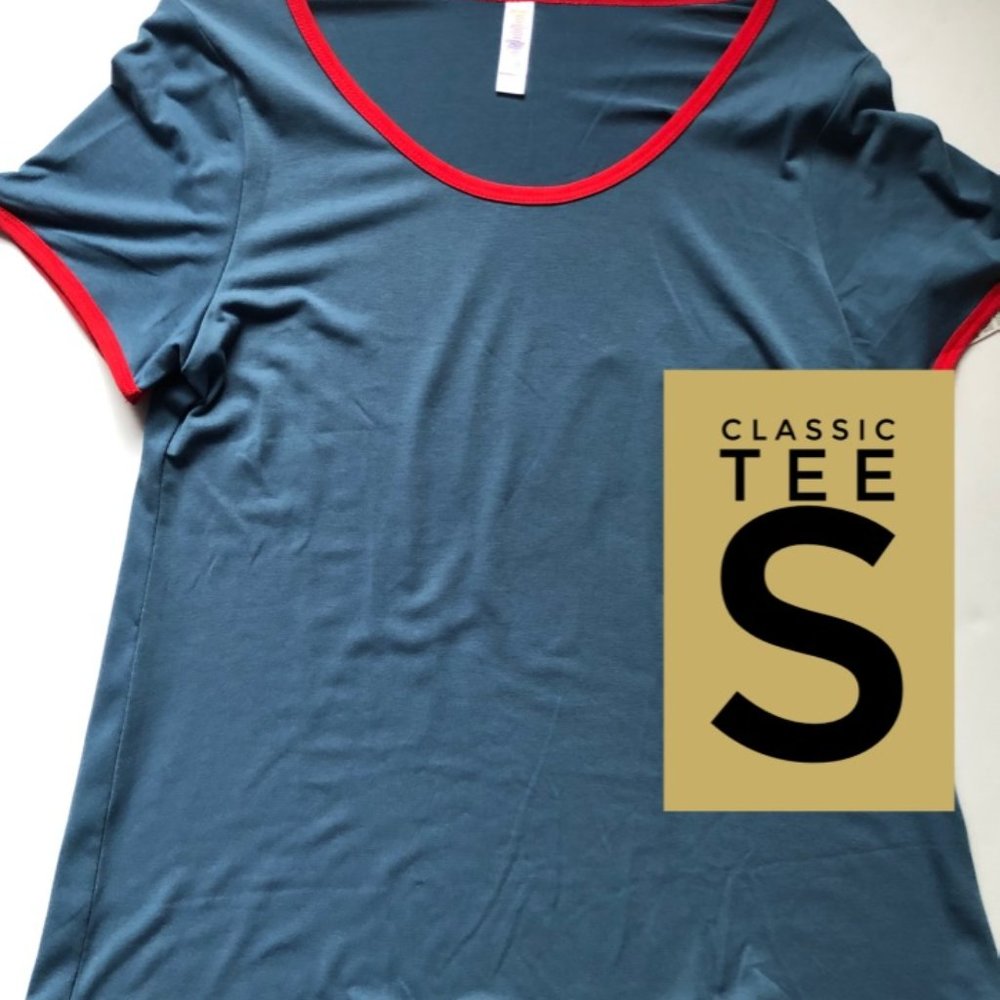 NWT Class Tee, Blue with Red Trim, Size Small